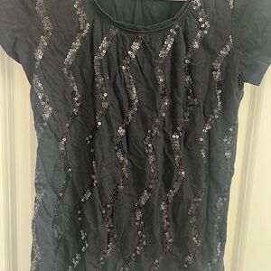 ana Black Sequin Women's Top